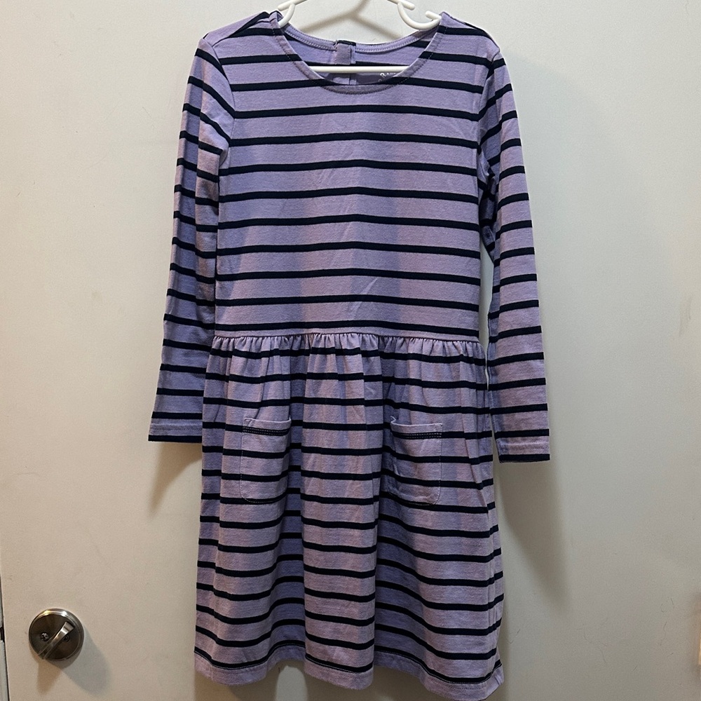Primary Purple and Dark Blue Navy Striped Kids Dress Size 6-7